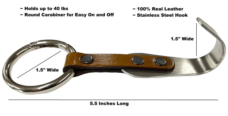 IQ Labs Headrest Hooks for Car 2 Pack Rustic Brown Back Seat Organizer Purse Hook Hanger Premium Leather Stainless Steel Car Seat Head Rest Storage Organizer Universal for Handbag Purses - Image 3